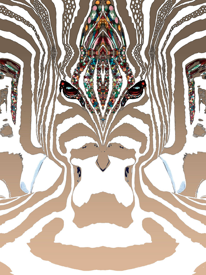 ZEBRA graderad Ljusbrun Stor sammetslen filt - Design by Helena Mernissi