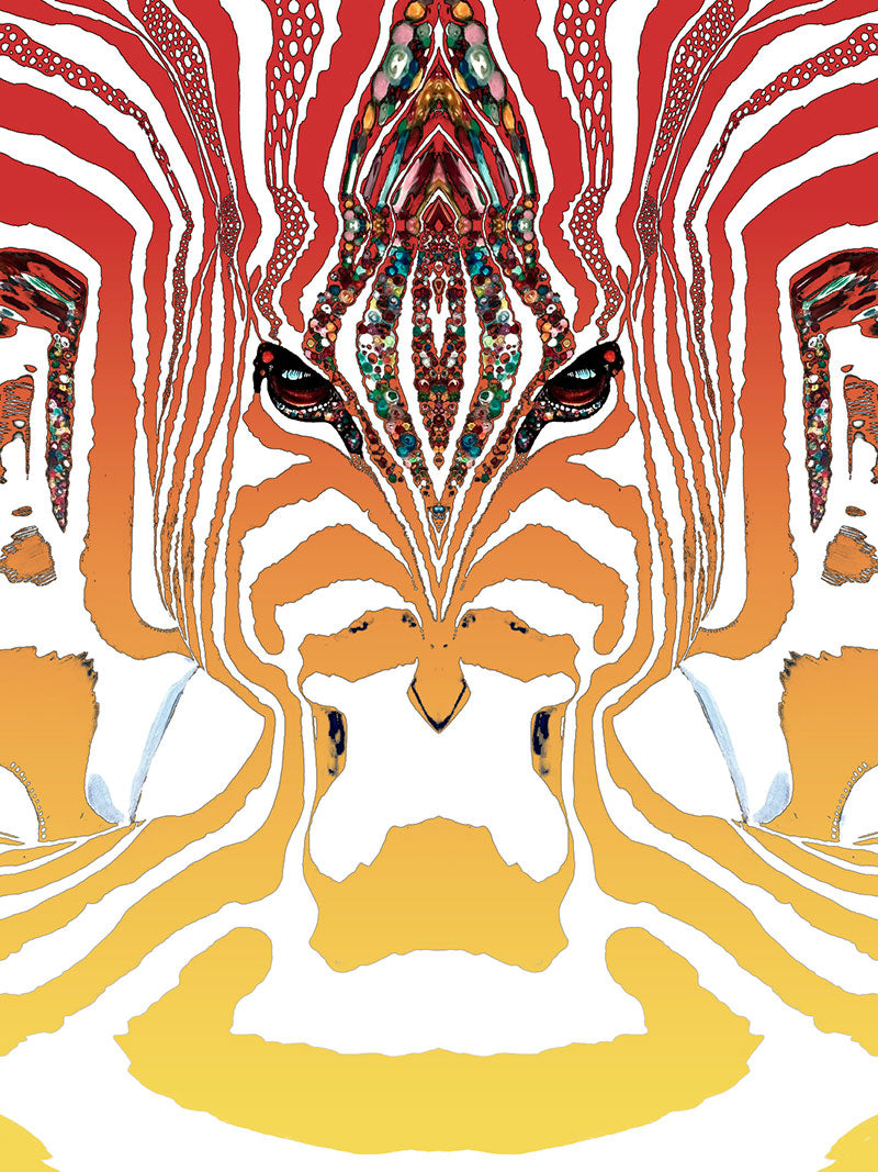 ZEBRA Röd-Orange-Gul- Stor Sammetslen Filt -NR - Design By Helena Mernissi