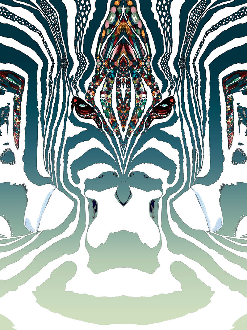 ZEBRA Graderad Turkos -Stor sammetslen filt- Design by Helena Mernissi