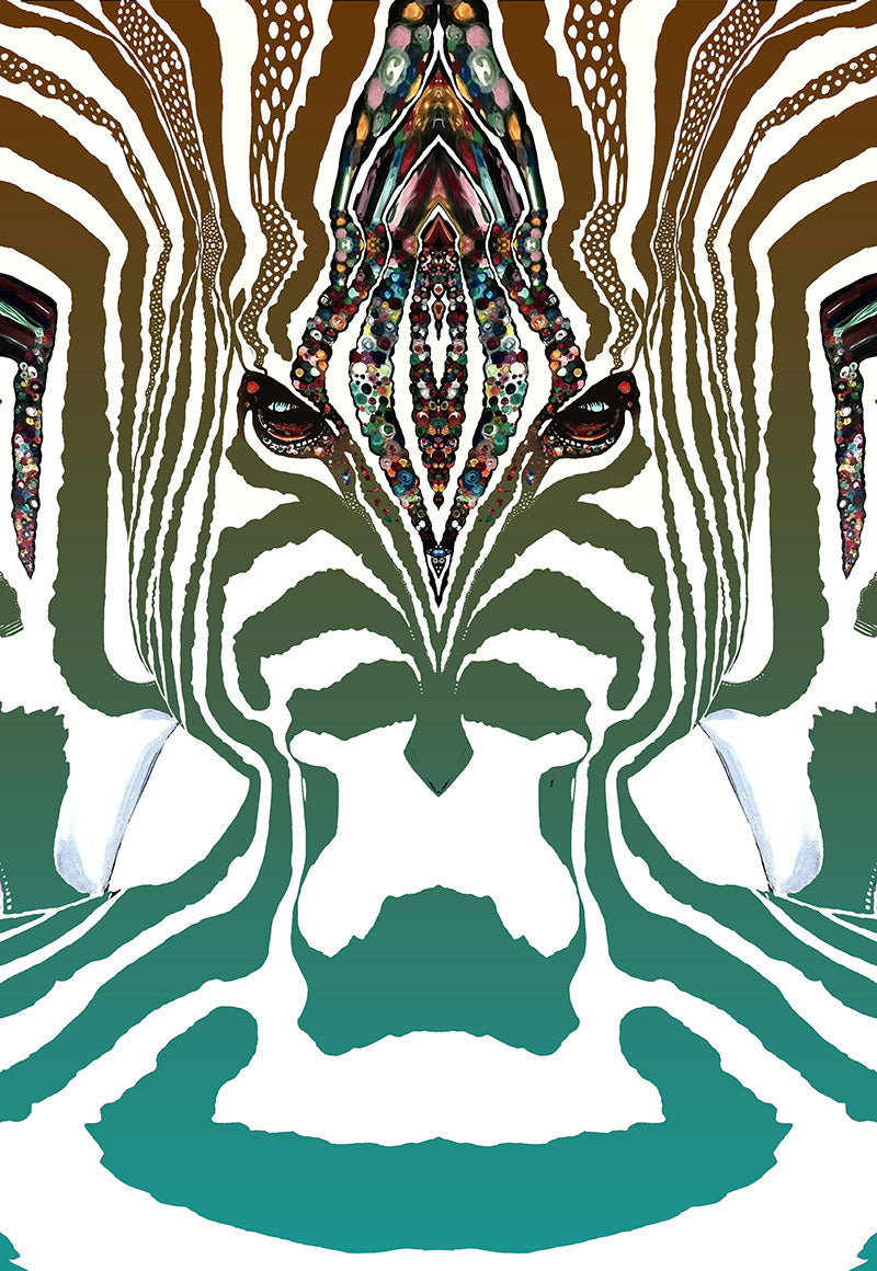 ZEBRA Graderad Brun/turkos- Stor sammetslen filt - Design By Helena Mernissi