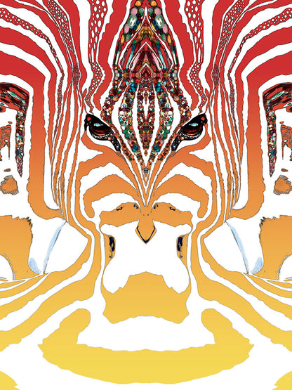 ZEBRA Röd-Orange-Gul- Stor Sammetslen Filt -NR - Design By Helena Mernissi