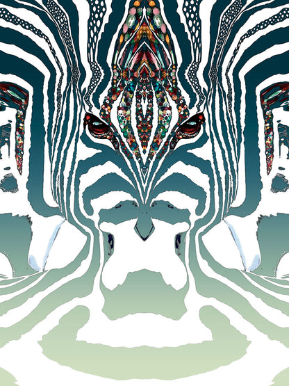 ZEBRA Graderad Turkos -Stor sammetslen filt- Design by Helena Mernissi
