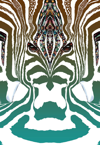 ZEBRA Graderad Brun/turkos- Stor sammetslen filt - Design By Helena Mernissi