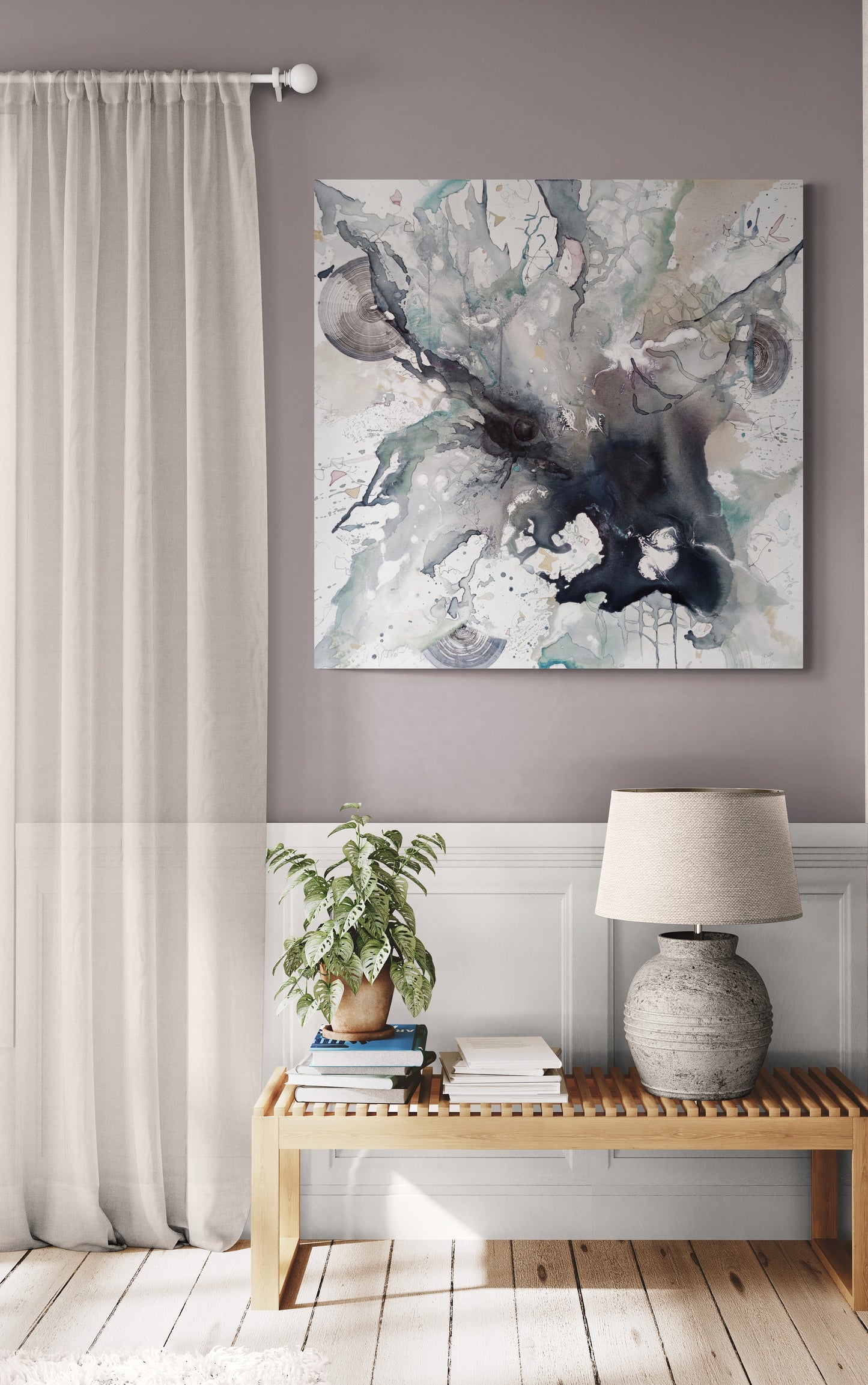 WHISPERS OF THE ANTLERED ONE   100x100 cm-djup 4 cm
