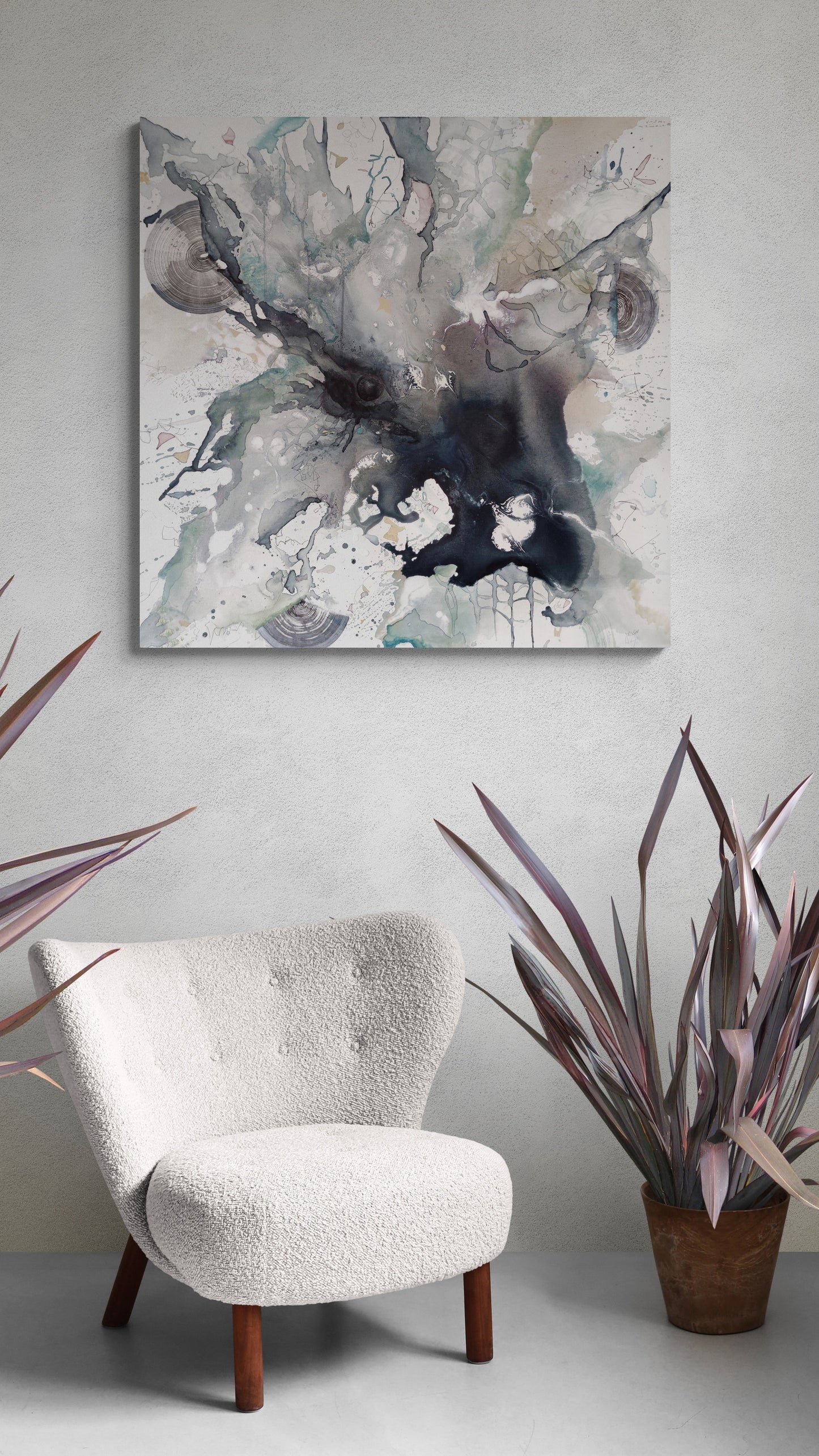 WHISPERS OF THE ANTLERED ONE   100x100 cm-djup 4 cm
