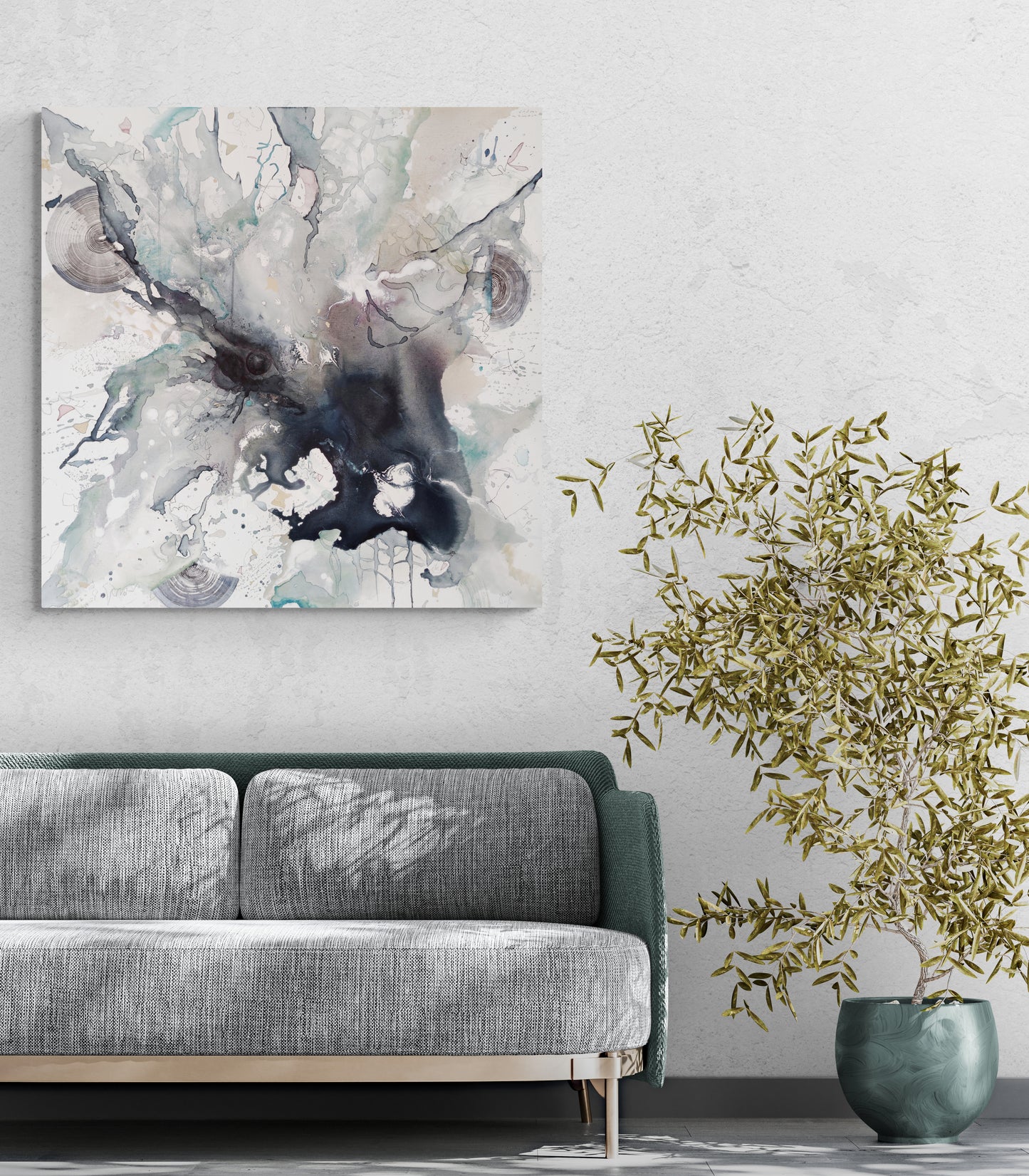 WHISPERS OF THE ANTLERED ONE   100x100 cm-djup 4 cm