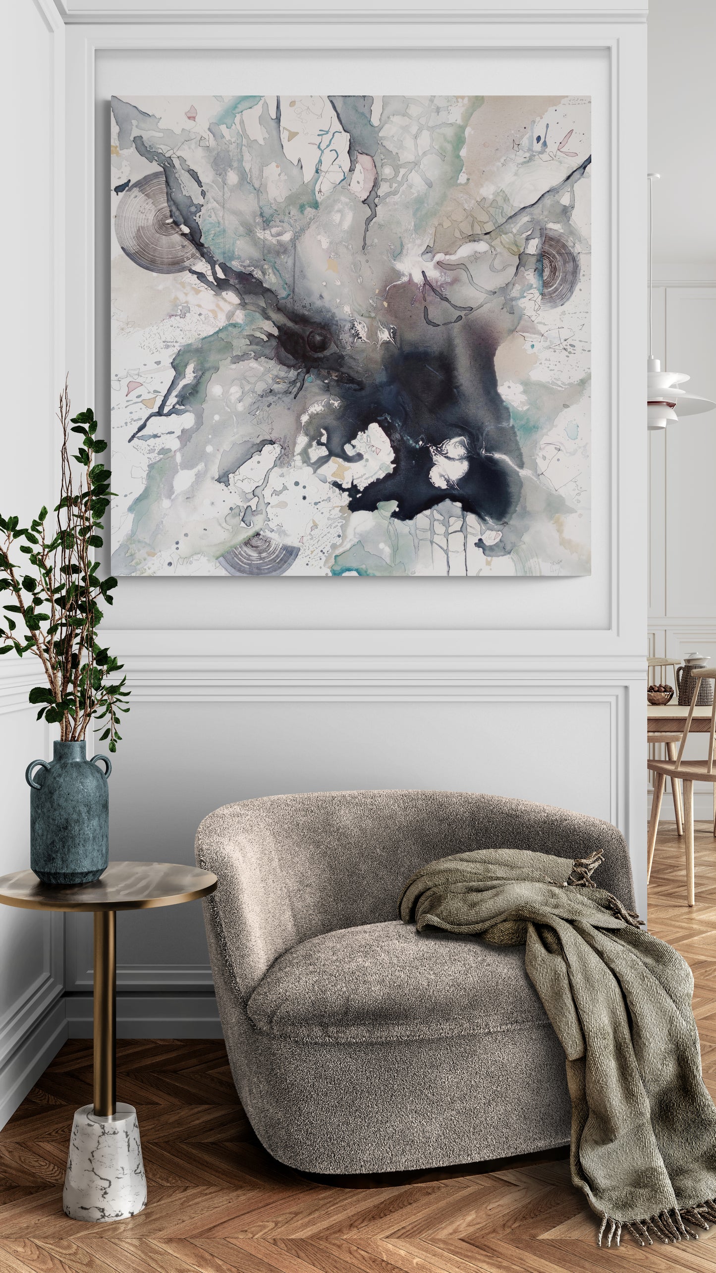 WHISPERS OF THE ANTLERED ONE   100x100 cm-djup 4 cm
