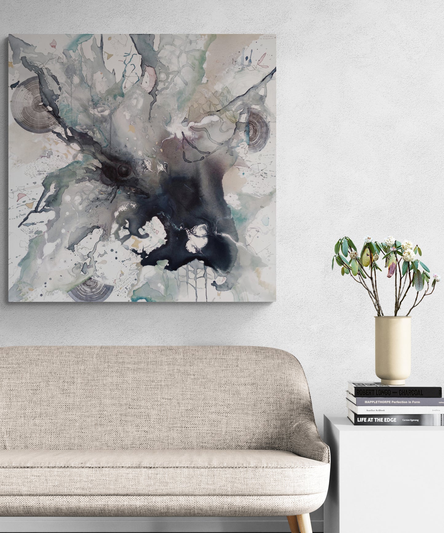 WHISPERS OF THE ANTLERED ONE   100x100 cm-djup 4 cm