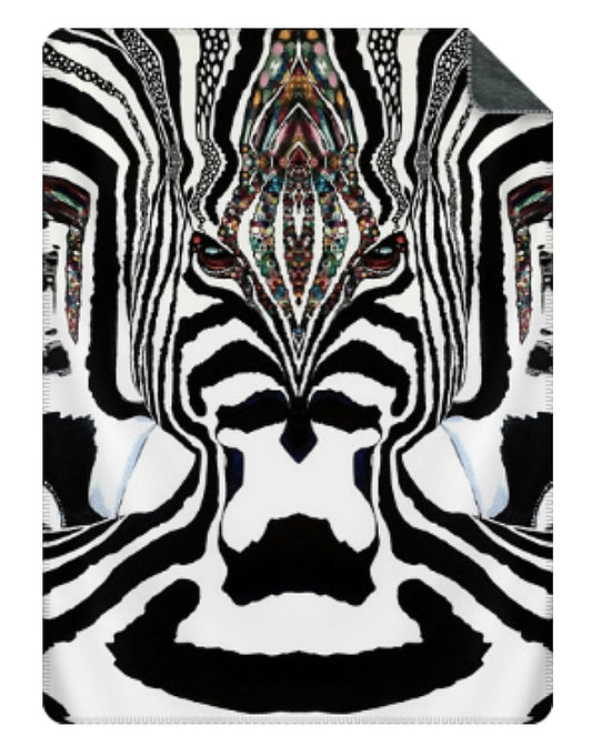 ZEBRA svart/vit - Stor sammetslen filt- Design by Helena Mernissi