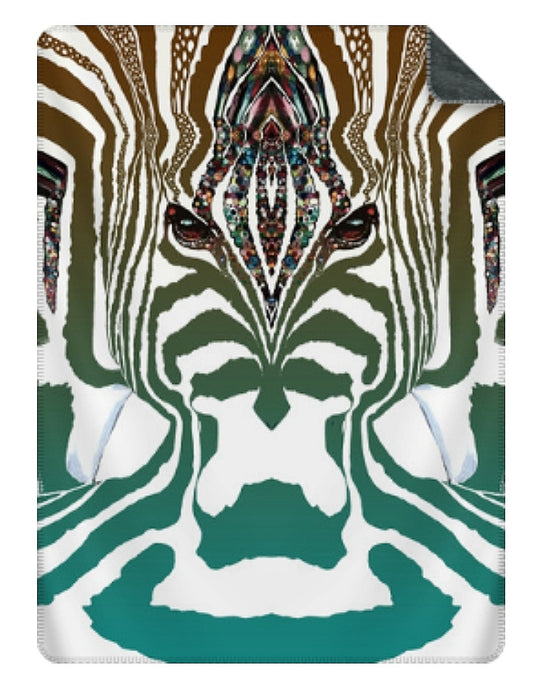 ZEBRA Graderad Brun/turkos- Stor sammetslen filt - Design By Helena Mernissi