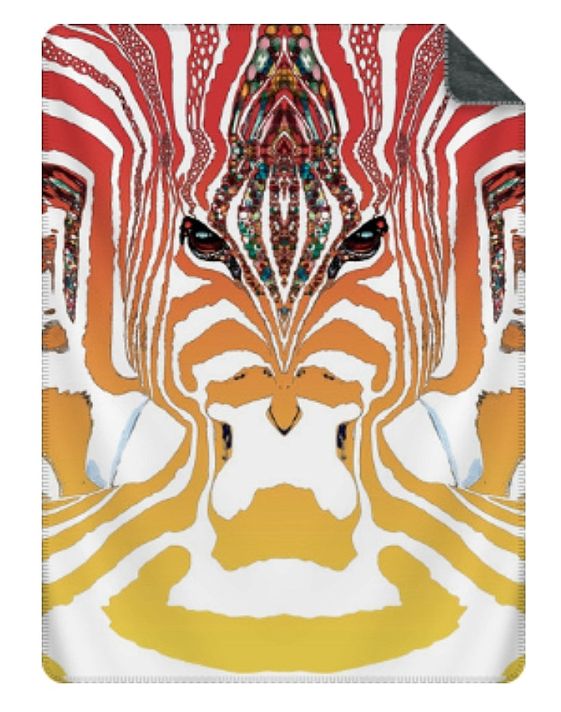 ZEBRA Röd-Orange-Gul- Stor Sammetslen Filt -NR - Design By Helena Mernissi