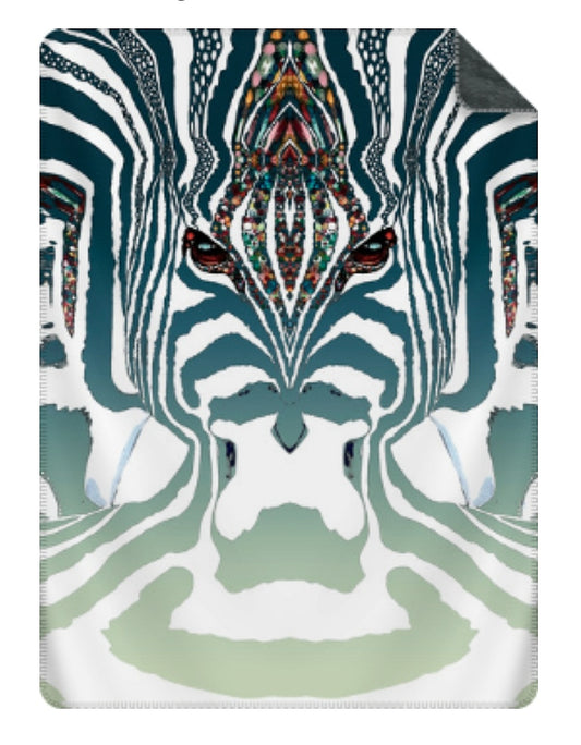 ZEBRA Graderad Turkos -Stor sammetslen filt- Design by Helena Mernissi