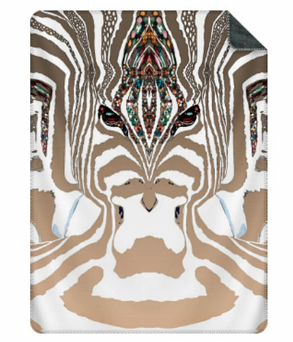 ZEBRA graderad Ljusbrun Stor sammetslen filt - Design by Helena Mernissi