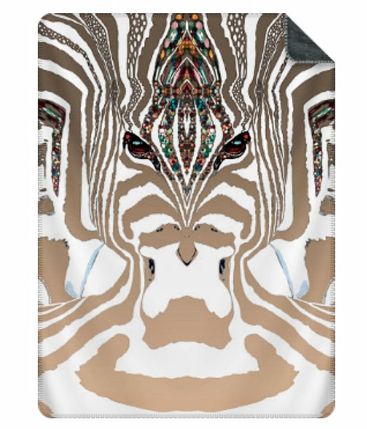 ZEBRA graderad Ljusbrun Stor sammetslen filt - Design by Helena Mernissi
