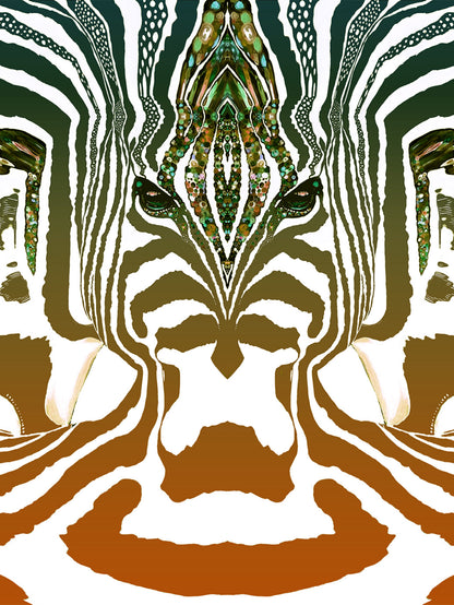 ZEBRA brun cognac -petrolium- Stor sammetslen filt- Design by Helena Mernissi