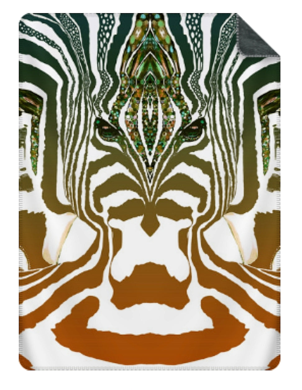ZEBRA brun cognac -petrolium- Stor sammetslen filt- Design by Helena Mernissi