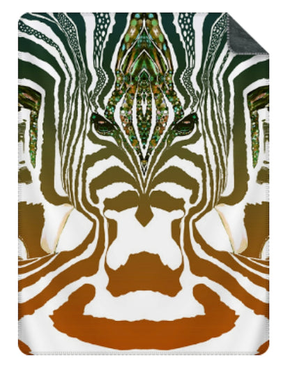 ZEBRA brun cognac -petrolium- Stor sammetslen filt- Design by Helena Mernissi