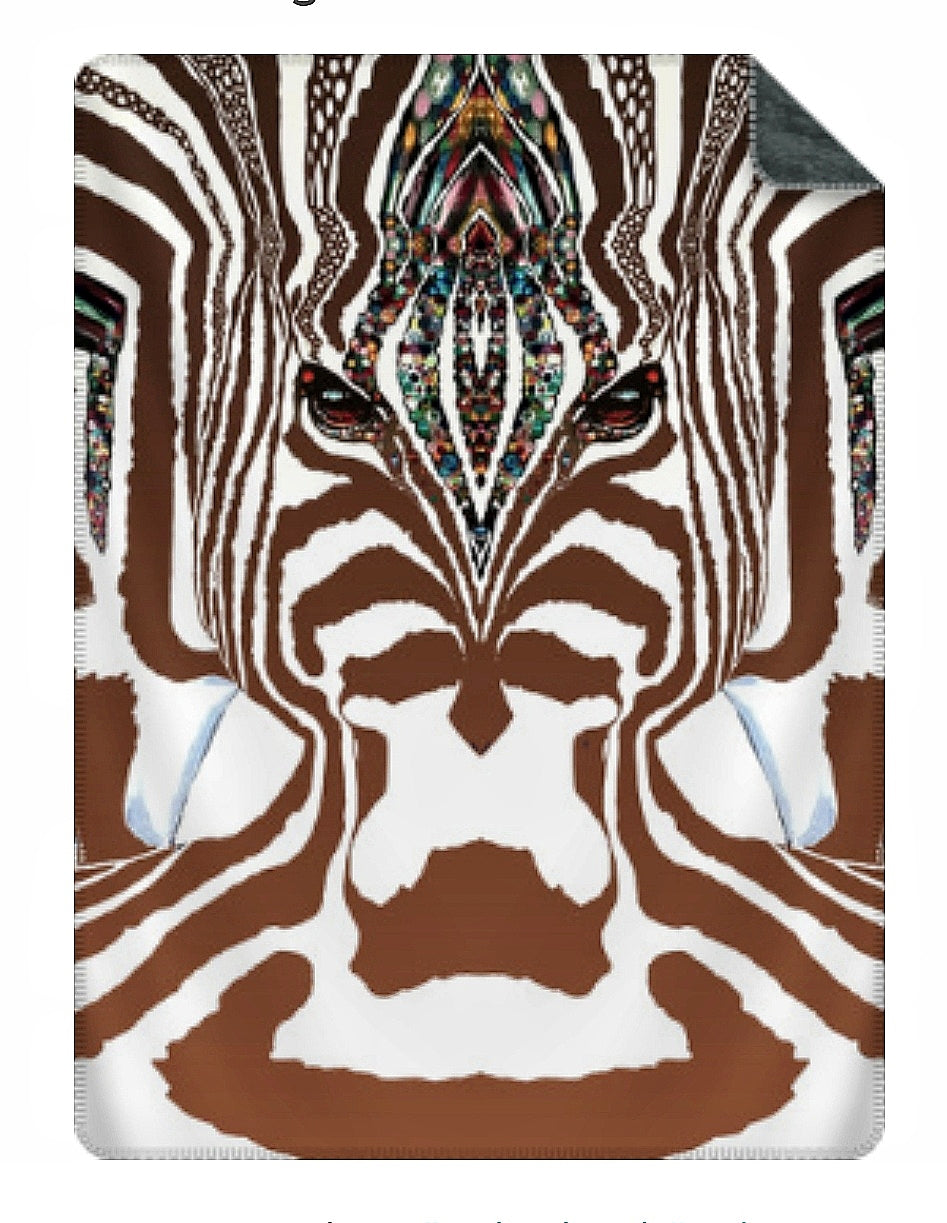 ZEBRA Brun graderad - Stor Sammetslen Filt -NR - Design By Helena Mernissi