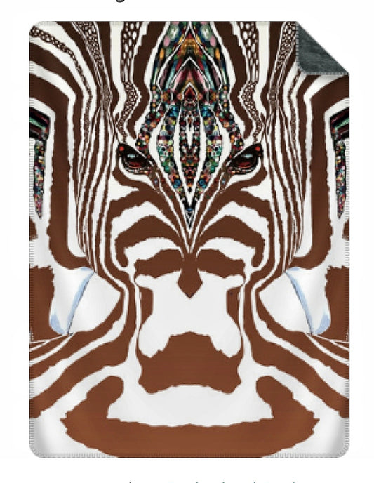 ZEBRA Brun graderad - Stor Sammetslen Filt -NR - Design By Helena Mernissi