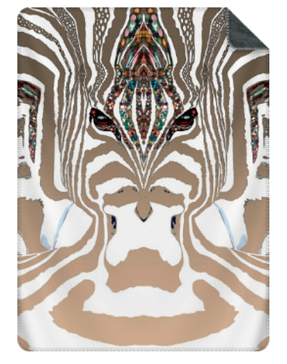 ZEBRA graderad Ljusbrun Stor sammetslen filt - Design by Helena Mernissi